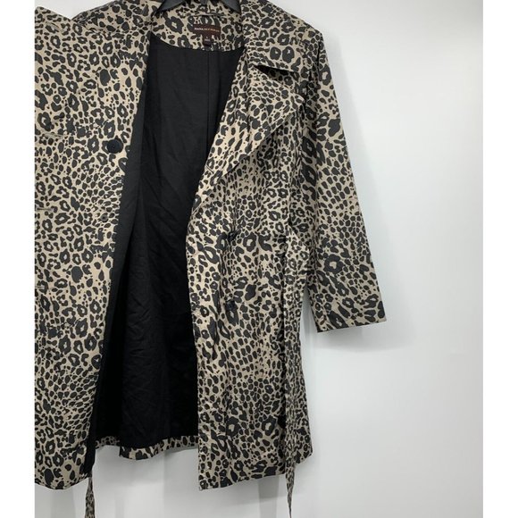 Dana Buchman Trench Coat Leopard Print Double Breasted Jacket - Picture 4 of 14